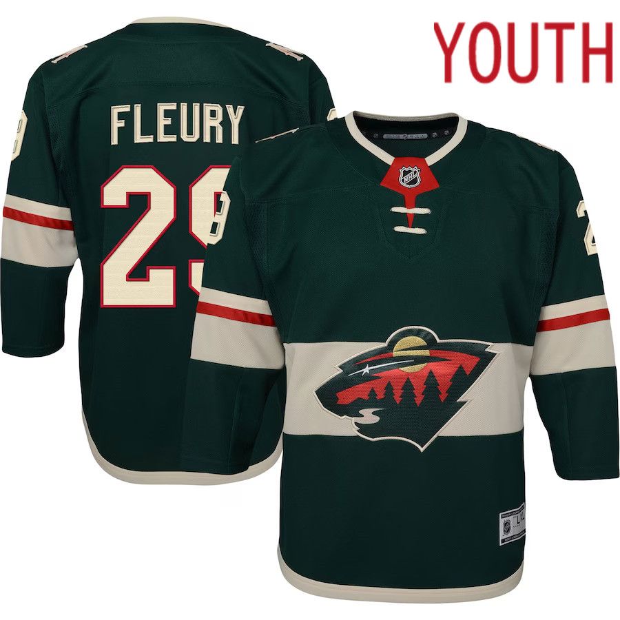 Youth Minnesota Wild 29 Marc-Andre Fleury Green Home Premier Player NHL Jersey